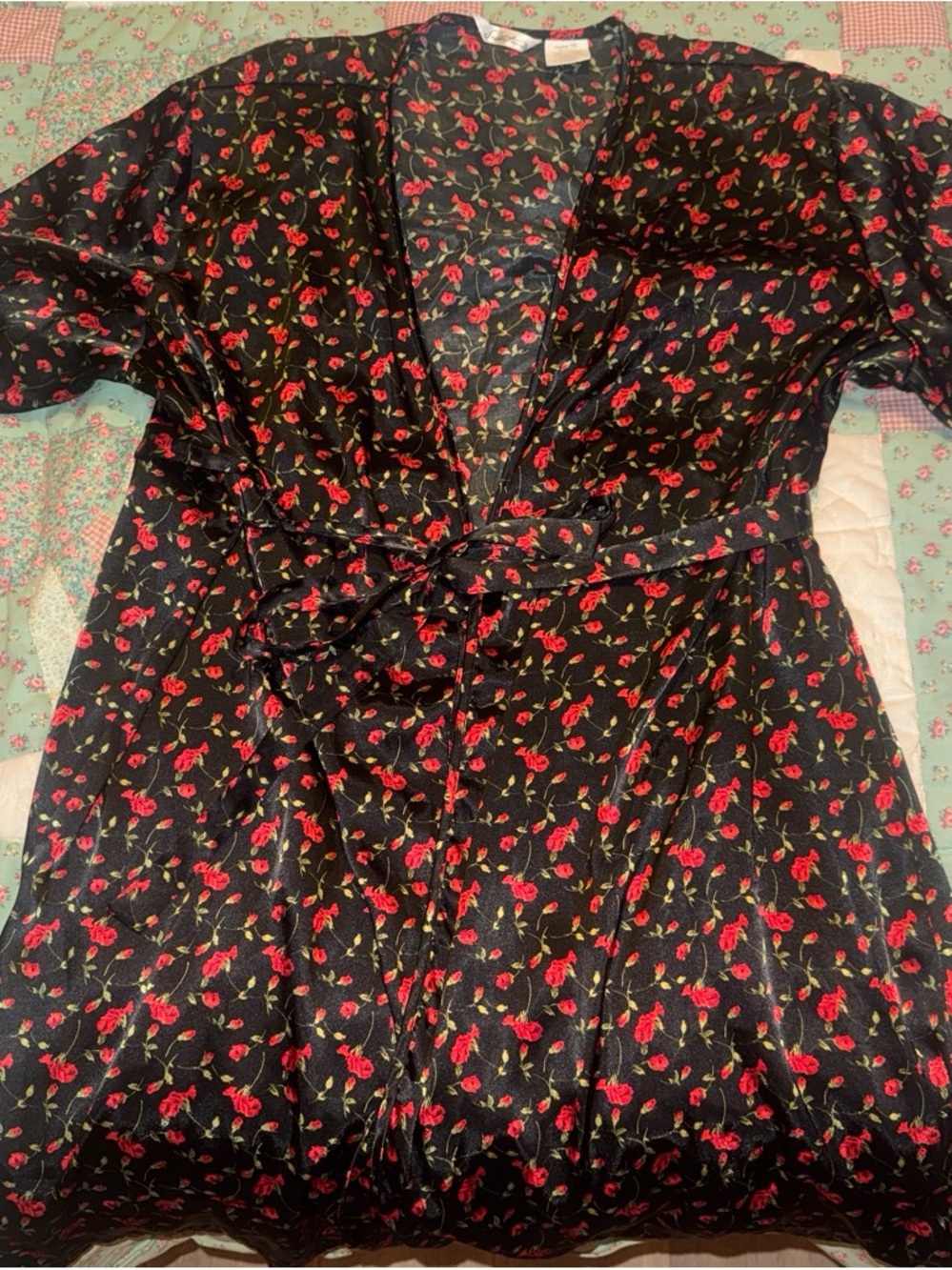 Secret Treasures Black Dress with Red Rose Print